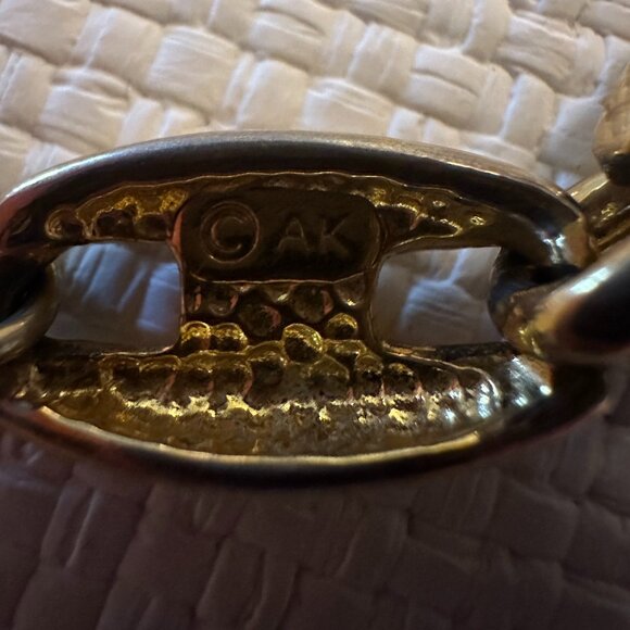 1990s Signed Anne Klen Gold Tone Mariner Link Necklace - Picture 4 of 6